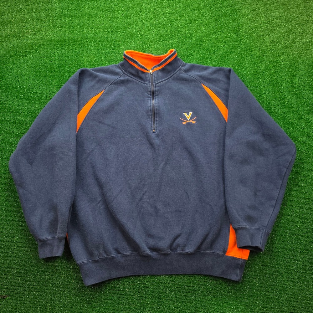 Virginia Cavaliers Russell Athletic Sweatshirt Mens XL Blue Quarter Zip NCAA